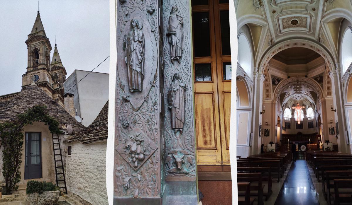 Альберобелло: подорож в білосніжне серце італійської Апулії 32 Церква Святих Косми та Даміана в Альберобелло / колаж D.UA, фото Марина Григоренко