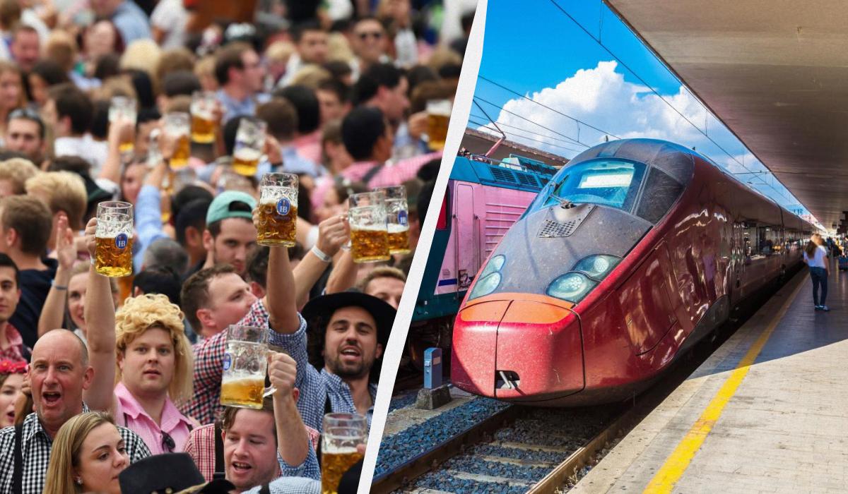 З Риму до Мюнхена їздитиме пивний потяг / колаж D.UA, фото REUTERS, ua.depositphotos.com