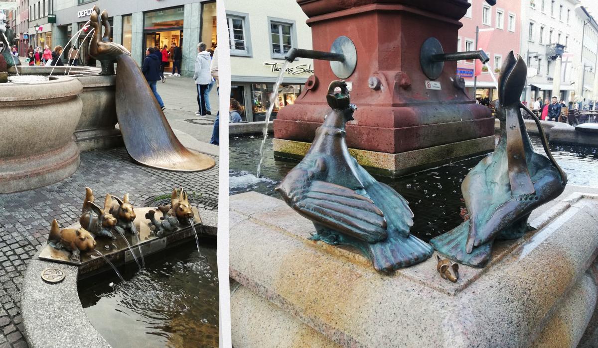 Констанц: німецьке місто з дивакуватими скульптурами на неосяжному Боденському озері 19 Фонтан "Кайзербрюннен" в Констанці / колаж D.UA, фото Марина Григоренко