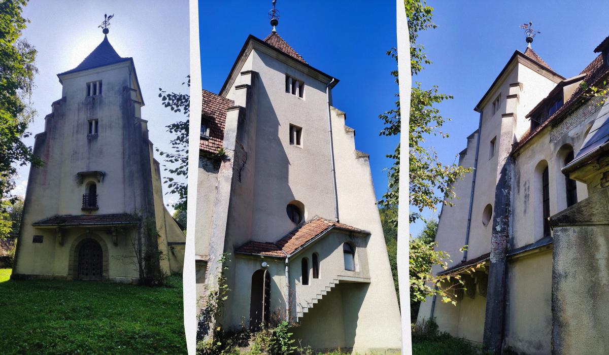 Костел у селі Майдан на Львівщині ззовні / колаж D.UA, фото Марина Григоренко