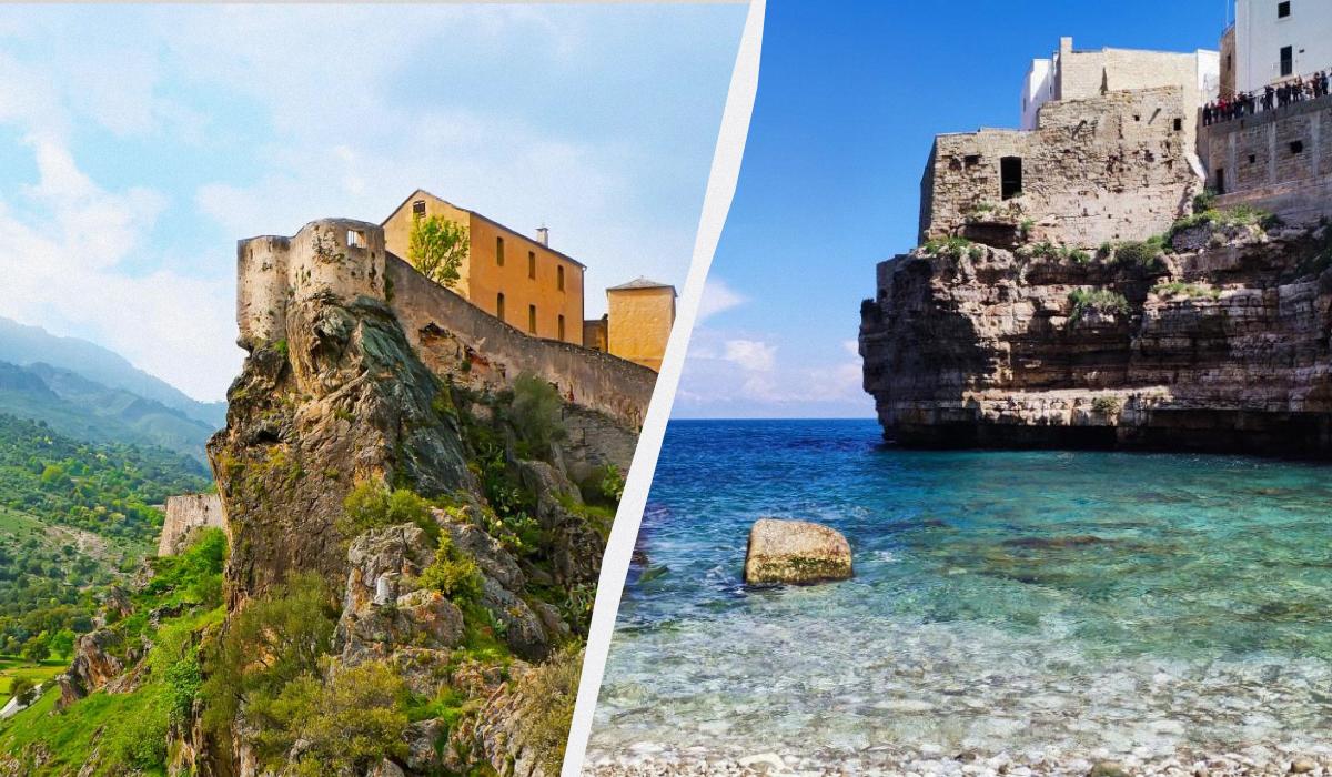 Французька Корсика та італійська Апулія чудово підходять для осіннього відпочинку / колаж D.UA, фото ua.depositphotos.com, Марина Григоренко