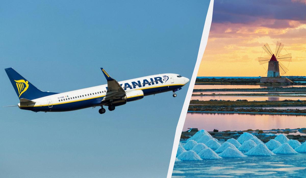 Ryanair літатиме в сицилійський аеропорт Трапані-Марсала / колаж D.UA, фото ua.depositphotos.com