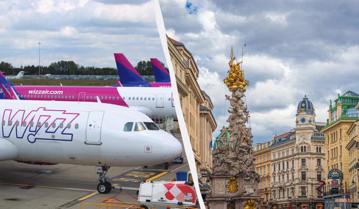 Wizz Air припиняє польоти з Відня / колаж D.UA, фото ua.depositphotos.com