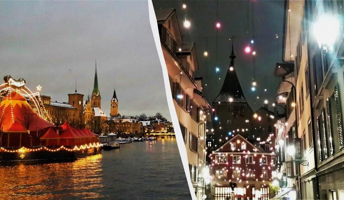 Цюрих вражає туристів різдвяною атмосферою / колаж D.UA, фото Марина Григоренко