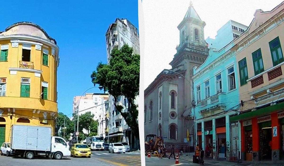 Вулиця вулиці Руа-ду-Сенадо в Ріо-де-Жанейро / колаж D.UA, скріншот з youtube.com/@AndandoComigoMarcelodeBarros