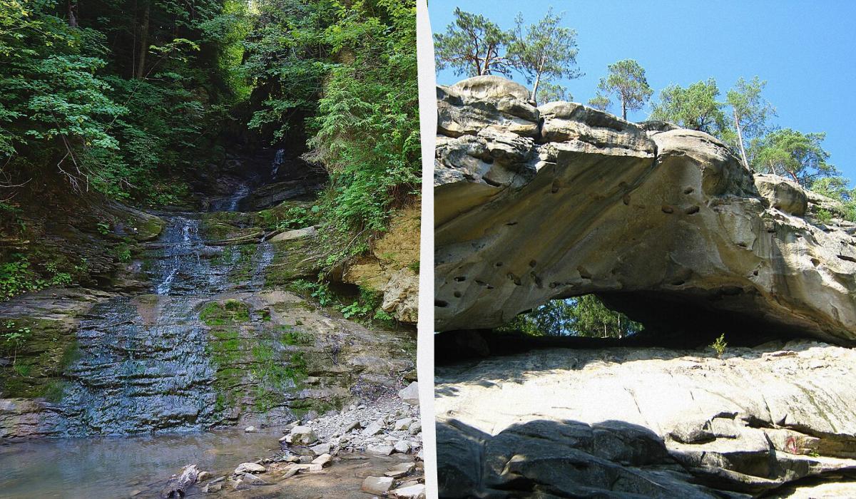 Буковинські водоспади і Протяті Камені – головні родзинки нового маршруту / колаж D.UA, фото uk.wikipedia.org (ЯдвигаВереск, MSha)